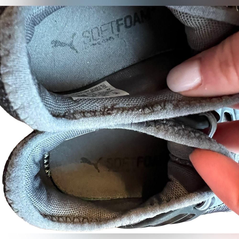 Boys Puma Sneakers, Slip On, No Tie, 12C, Gray Blue Black, EUC - Picture 5 of 5